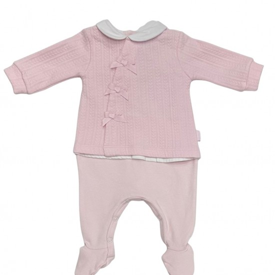 Tutto Piccolo Pink Babygrow With Braided Pattern Tutto Piccolo Pink Babygrow With Braided Pattern