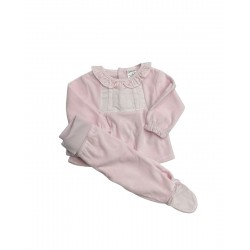 Tutto Piccolo Pink Velour Top And Footed Trouser Set