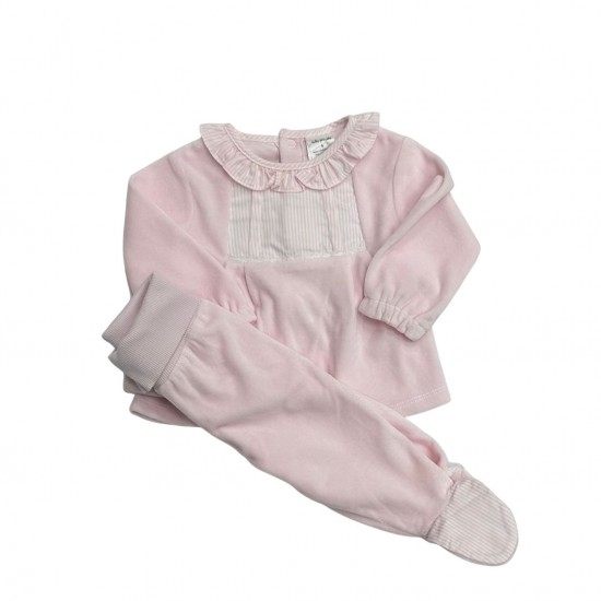 Tutto Piccolo Pink Velour Top And Footed Trouser Set Tutto Piccolo Pink Velour Top And Footed Trouser Set