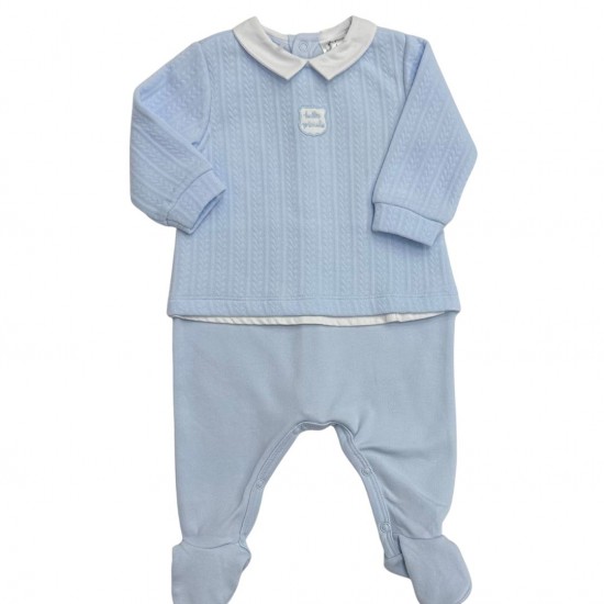 Tutto Piccolo Blue Babygrow With Braided Pattern Tutto Piccolo Blue Babygrow With Braided Pattern