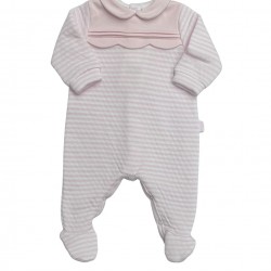 Tutto Piccolo Pink Striped Romper With Scallop Trim Tutto Piccolo Pink Striped Romper With Scallop Trim