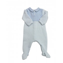 Tutto Piccolo Blue Striped Quilted Romper
