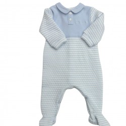 Tutto Piccolo Blue Striped Quilted Romper Tutto Piccolo Blue Striped Quilted Romper