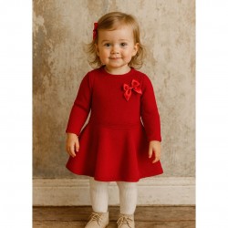 Pex red bow knitted dress