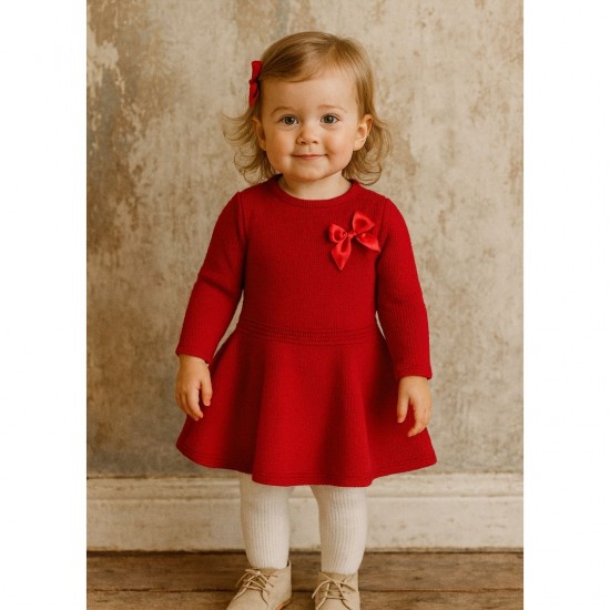 Pex red bow knitted dress