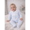 AW PEX Blue VELOUR BABYGROW WITH WHITE DETAIL