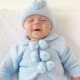 Blue Pom Pom Knitted Jacket & Hat Blue Pom Pom Knitted Jacket & Hat