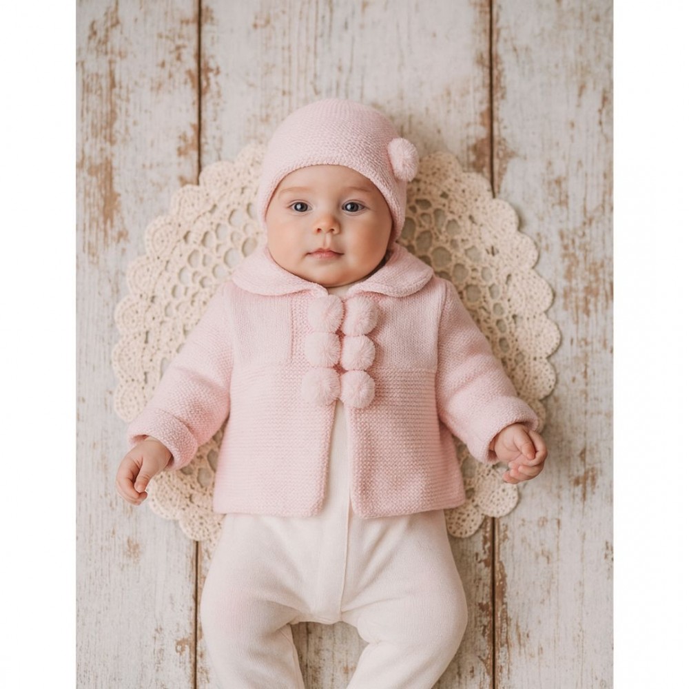 Pink Pom Pom Knitted Jacket & Hat - Pom Pom Baby | Baby Clothing ...