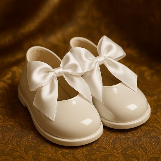 Babypods White Bow Hard Sole Shoes