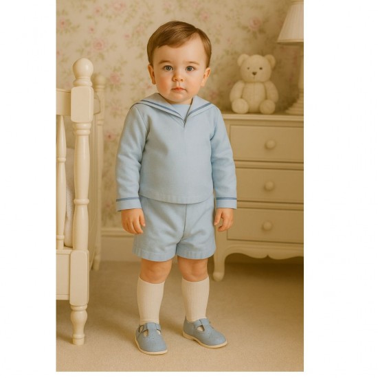 Babypods Light Blue T Bar Hard Sole Shoes With Buckle 