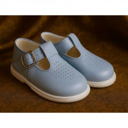 Babypods Light Blue T Bar Hard Sole Shoes With Buckle 