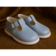 Babypods Light Blue T Bar Hard Sole Shoes With Buckle 