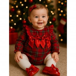 WeeMee Boutique Red Tartan Frilled Romper