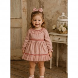 WeeMee Boutique Dusky Pink Frilled Dress With Knickers