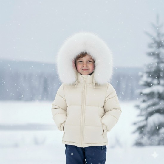 CHAMPAGNE PUFFER COAT WITH HOOD CHAMPAGNE PUFFER COAT WITH HOOD