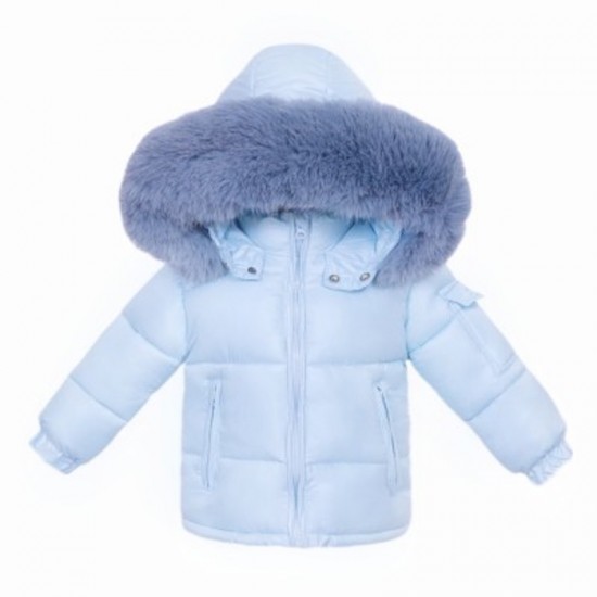 BABY BOY BLUE PUFFER COAT WITH HOOD