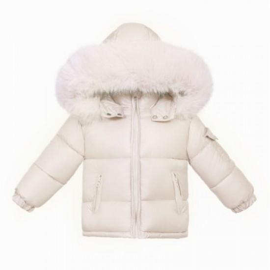 CHAMPAGNE PUFFER COAT WITH HOOD