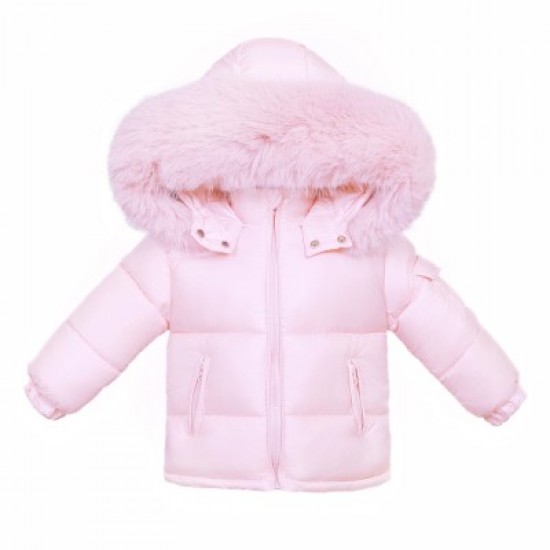 BABY PINK PUFFER COAT WITH HOOD
