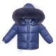 NAVY PUFFER COAT WITH HOOD