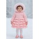Pink Frilled Puffer Coat With Bow On Back