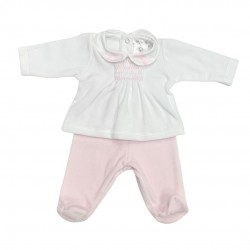 Deolinda Two Piece Velour Set With Rabbit Collar In Pink or Blue Deolinda Two Piece Velour Set With Rabbit Collar In Pink or Blue