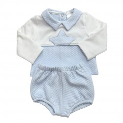 Deolinda Boys Blue Quilted Star Jam Pant Set Deolinda Boys Blue Quilted Star Jam Pant Set