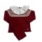 Granlei  Red Knitted Trouser Set With A Ruffle Collar Granlei  Red Knitted Trouser Set With A Ruffle Collar