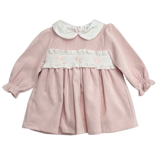 Deolinda Long Sleeved Pink Corduroy Dress With Daisy's