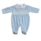 AW PEX Blue VELOUR BABYGROW WITH WHITE DETAIL