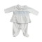 AW PEX White VELOUR BABYGROW WITH Blue DETAIL TWO PIECE