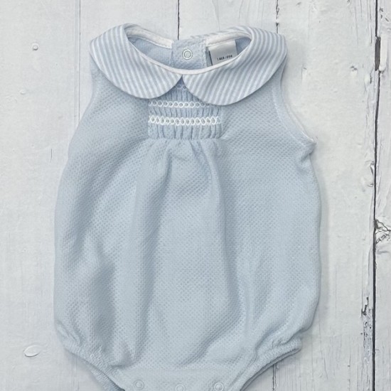 Babidu Blue sleeveless smocked romper Babidu Blue sleeveless smocked romper