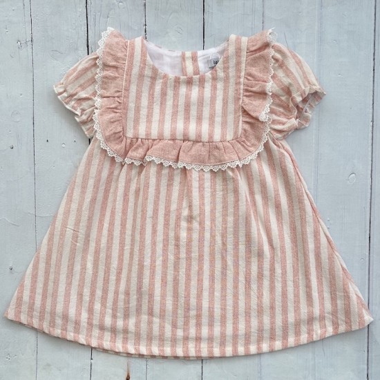 Babidu dusky pink candy stripe older dress