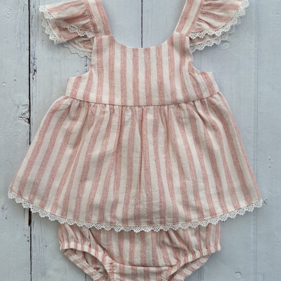 BABIDU DUSKY PINK CANDY STRIPE younger style DRESS
