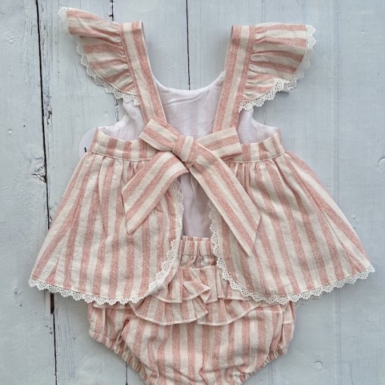 BABIDU DUSKY PINK CANDY STRIPE younger style DRESS
