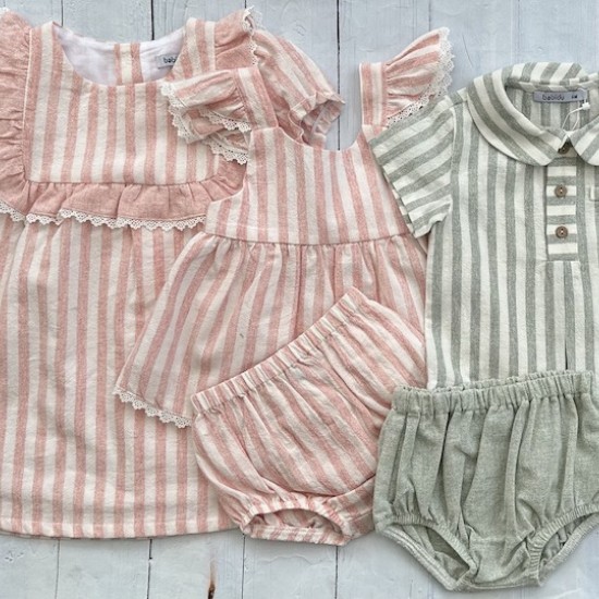BABIDU DUSKY PINK CANDY STRIPE younger style DRESS