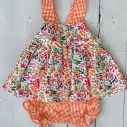 Cala Girl Two piece orange floral  dress with knickers