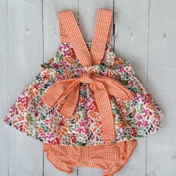 Cala Girl Two piece orange floral  dress with knickers Cala Girl Two piece orange floral  dress with knickers