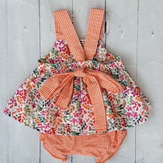 Cala Girl Two piece orange floral dress with knickers Cala Girl Two piece orange floral dress with knickers