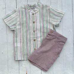 Calamaro Boy Purple striped short set