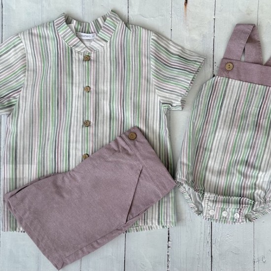 CALAMARO Boy PURPLE STRIPED ROMPER