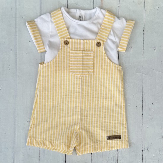 Calamaro yellow and white striped dungarees 
