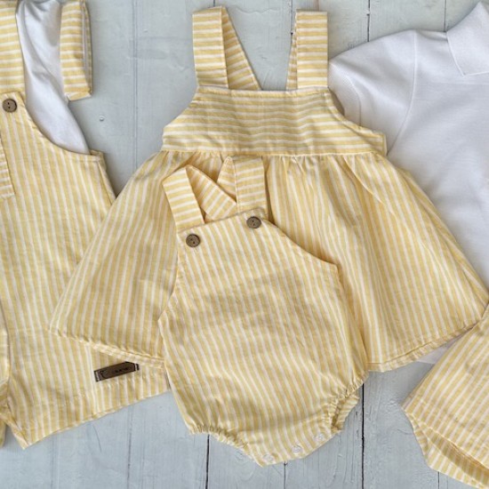 CALAMARO YELLOW STRIPED SHORT DRESS