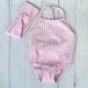 Calamaro pink gingham swimsuit with matching head band 