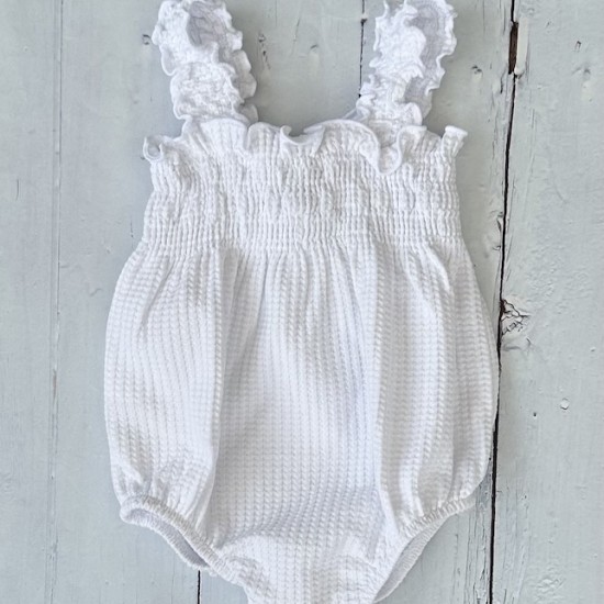 Calamaro Pink and white bow romper