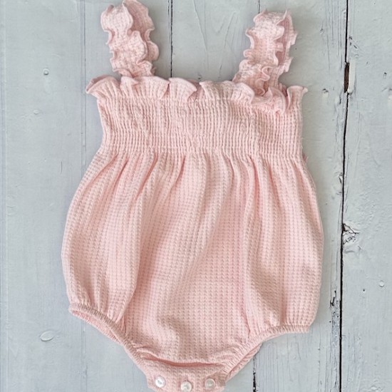 Calamaro Pink and white bow romper