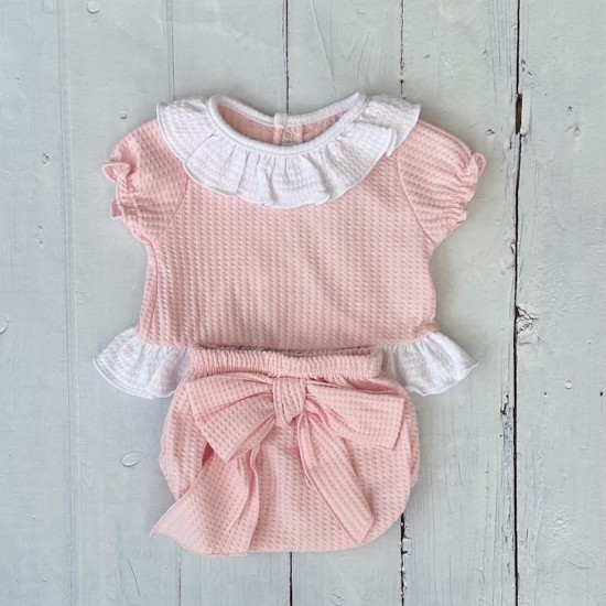 Calamaro pink waffle bow set