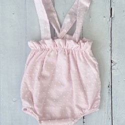 Calamaro Girl pink bow back romper