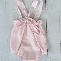 Calamaro Girl pink bow back romper