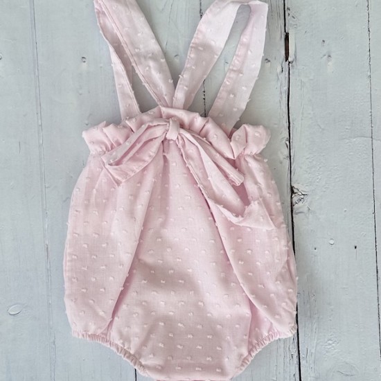 Calamaro pink bow back romper