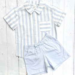 Tutto Piccolo Boy short sleeve shirt candy stripe short set. Tutto Piccolo Boy short sleeve shirt candy stripe short set.
